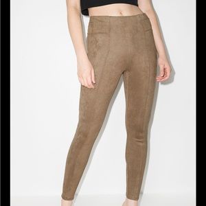 SPANX FAUX SUEDE LEGGINGS-CAMEL
